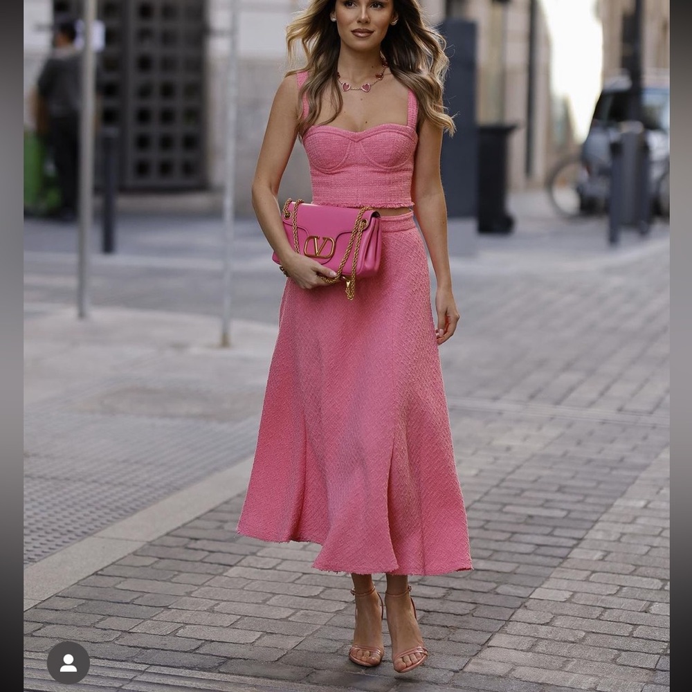 ZARA LONG TEXTURED A- LINE MIDI  SKIRT